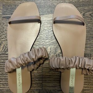 Kaanas Brown Leather Flat Sandals